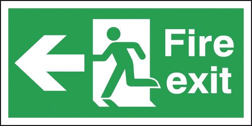 Fire Exit Running Man & Arrow Left Sign