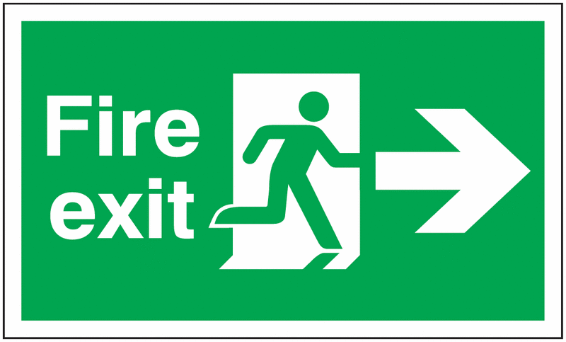 Fire Exit Running Man/Arrow Right Anti-Slip Floor Signs