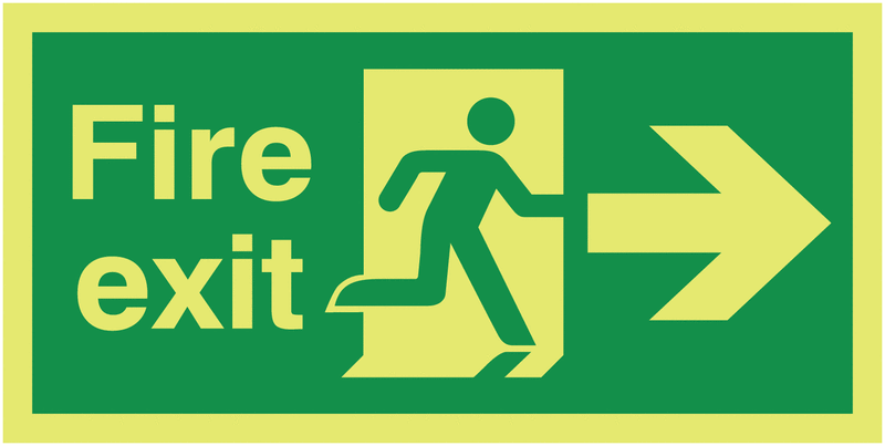 Xtra-Glo Fire Exit Running Man/Arrow Right Signs