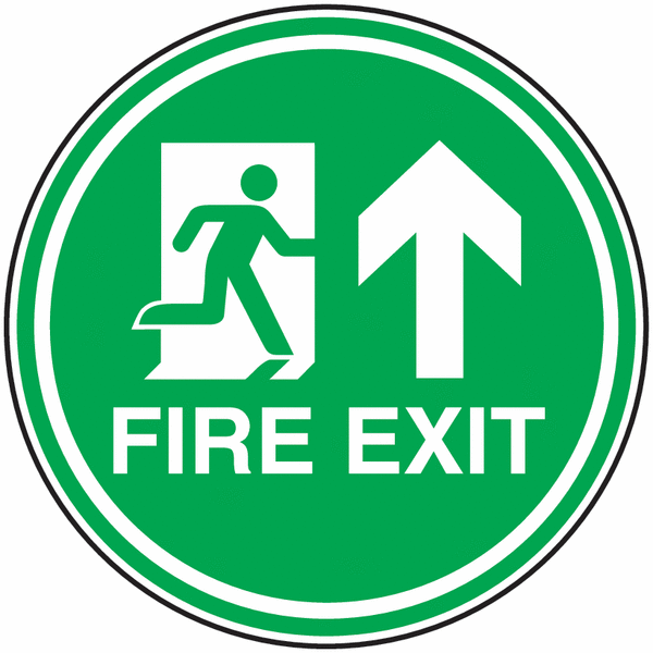 Fire Exit Man Right/Arrow Up Anti-Slip Floor Signs