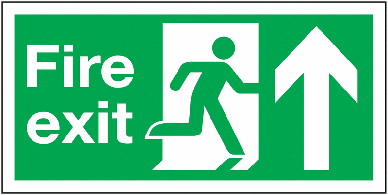 Fire Exit Running Man & Arrow Up Sign