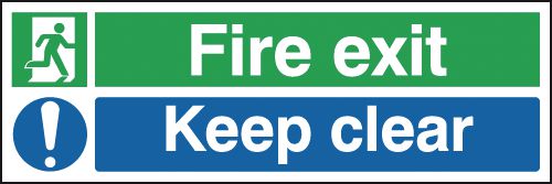 Fire Exit Keep Clear Sign (With Symbols)