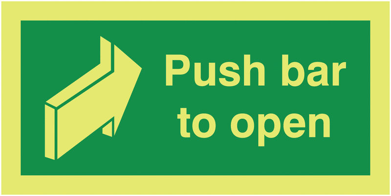 Xtra-Glo Push Bar To Open (Backwards Arrow) Signs