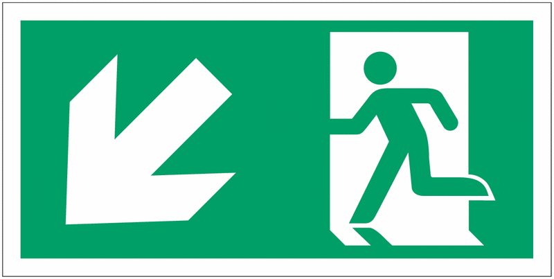 Running Man Left & Arrow Diagonal Down Signs