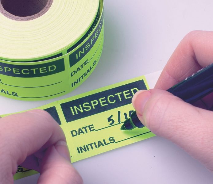 Inspected Date/Initials Fluorescent Write-On Labels