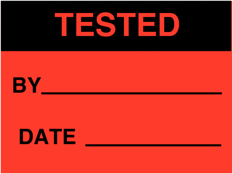 Tested / By / Date - Fluorescent Jumbo Write-On Labels