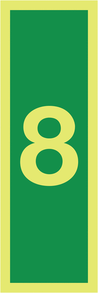 Nite-Glo Photoluminescent Number 8 Symbol Signs - Single