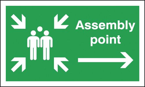 Assembly Point (Group & Arrow Right Symbols) Signs