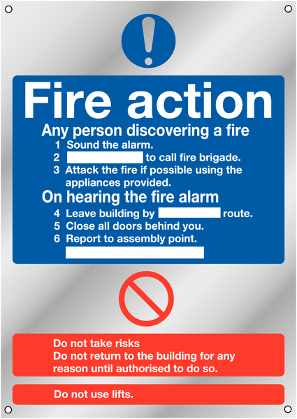 Deluxe Fire Action Standard Signs