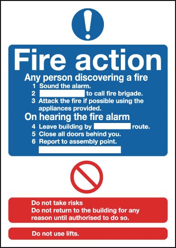 Tabletop Signs - Fire Action (Standard)