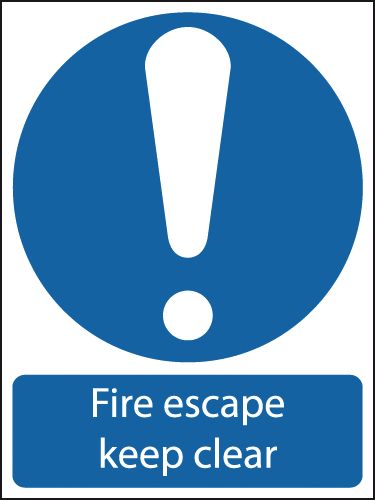 Fire Escape Keep Clear (Symbol) Signs