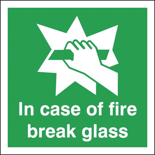 In Case Of Fire Break Glass Signs