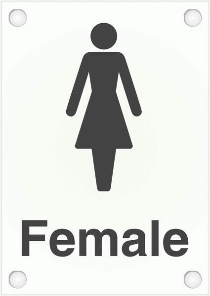 Frosted Acrylic Washroom Signs - Female Toilet