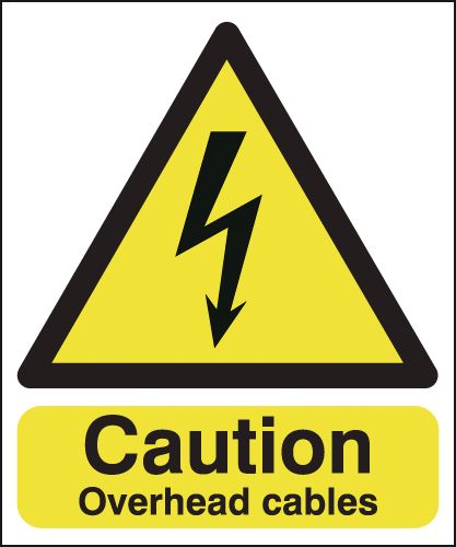 Caution Overhead Cables Sign