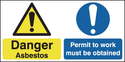 Danger Asbestos Permit To Work Must Be Obtained Signs