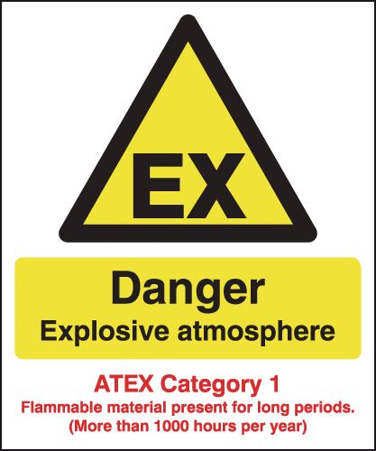 Danger Explosive Atmosphere (Atex Category 1) Signs