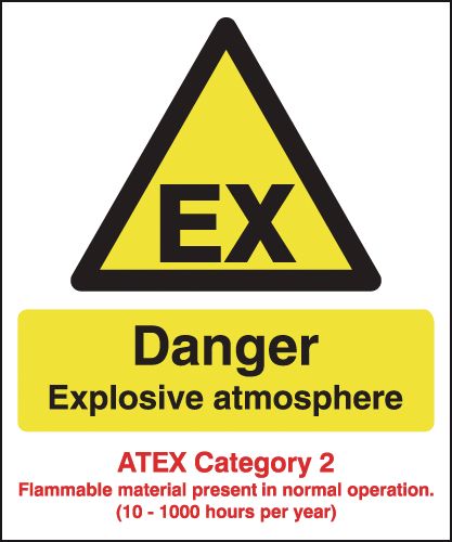 Danger Explosive Atmosphere - Atex Category 2 Signs