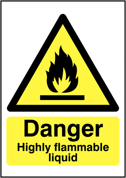Danger Highly Flammable Liquid Hazard Signs - Single