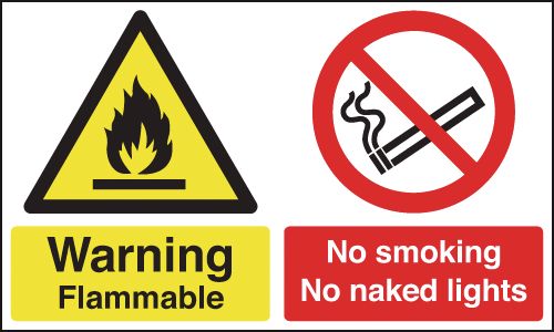 Warning Flammable/No Smoking/No Naked Lights Signs