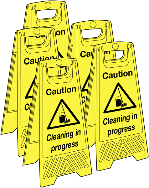 5-Pack Caution Cleaning in Progress Floor Stands