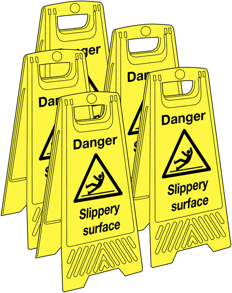5-Pack Danger Slippery Surface Economy Floor Stands