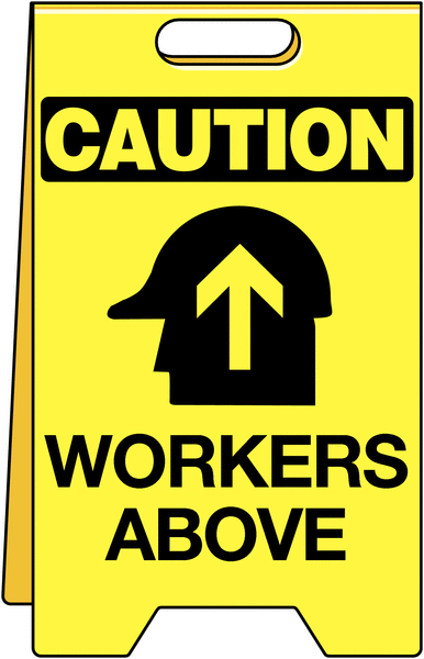 Caution Workers Above Double-Sided PVC Floor Stand
