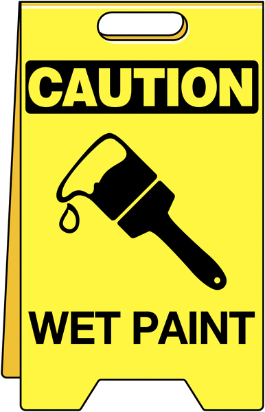 Caution Wet Paint Double-Sided Heavy-Duty Floor Stand