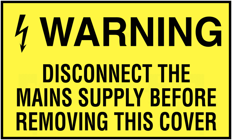 5-Pack Warning Disconnect Mains Supply Safety Labels