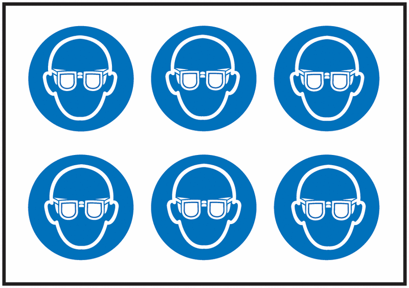 Wear Eye Protection Symbol Vinyl Labels On-A-Sheet