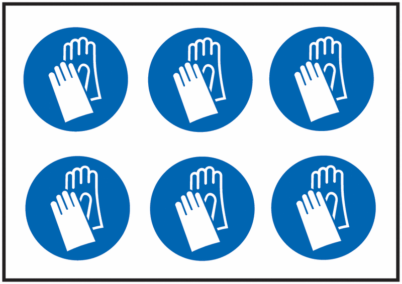 Wear Hand Protection Symbol Vinyl Labels On-A-Sheet