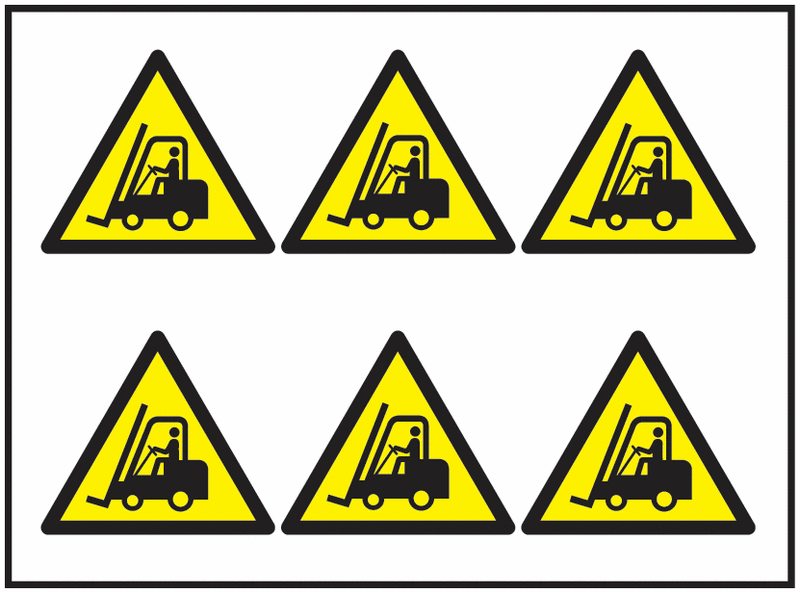 Beware Forklift Trucks Symbol Sheet of Vinyl Labels