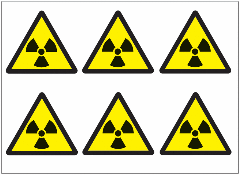 Radioactive Symbol - Vinyl Safety Labels On-a-Sheet