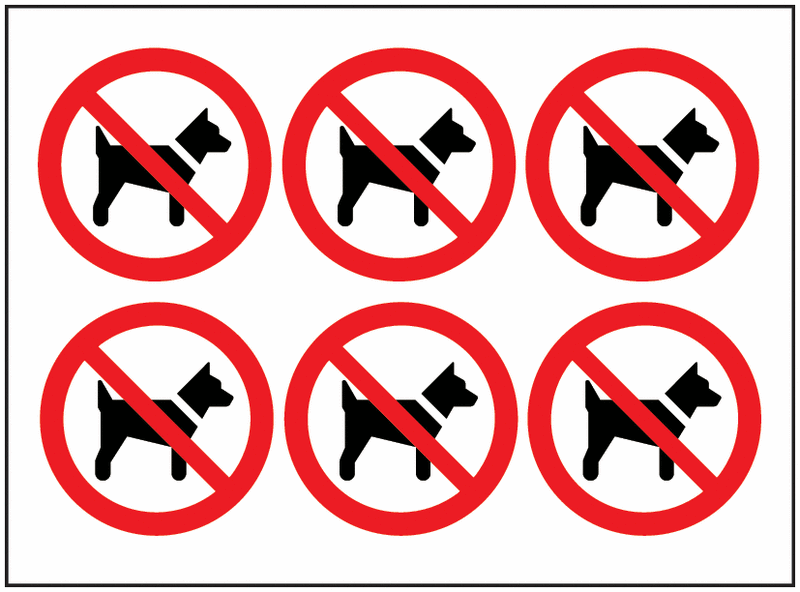 No Dogs Symbol - Vinyl Safety Labels On-a-Sheet