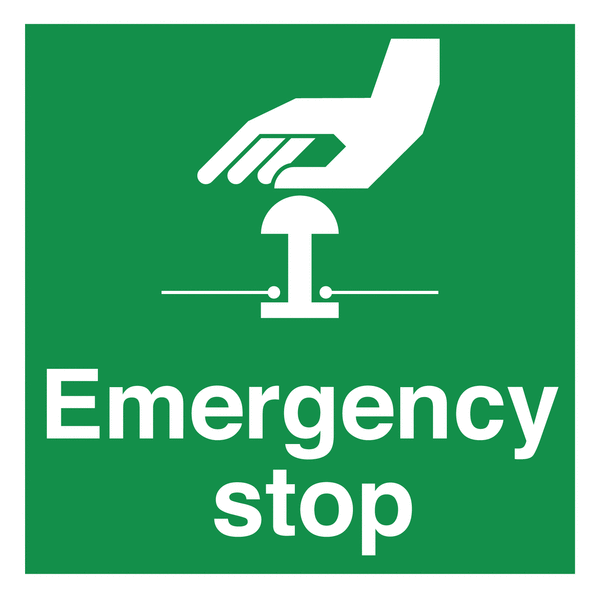 10-Pack Emergency Stop Vinyl Sign - Safety Labels