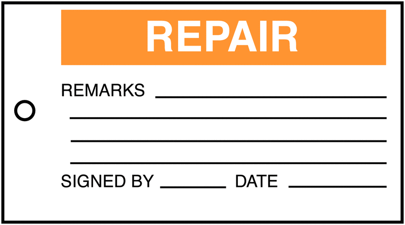 Repair/Remarks/Signed By/Date Material Control Tags