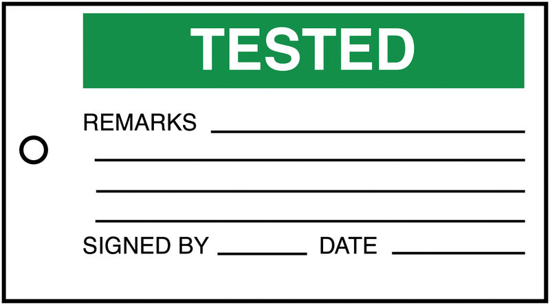 Tested/Remarks/Signed By/Date Material Control Tags