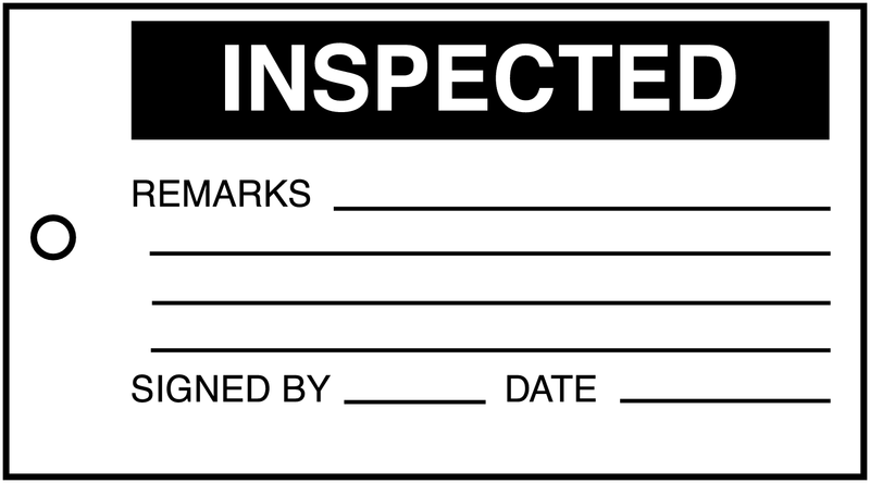 Inspected/Remarks/Signed By/Date Material Control Tags