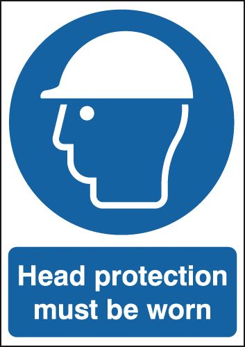 Head Protection Must Be Worn ISO 7010 Signs - Single