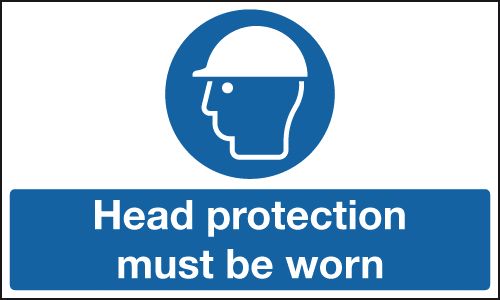 Anti-Slip Floor Signs - Head Protection Must Be Worn