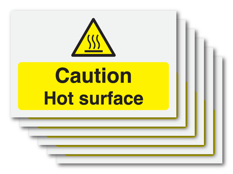 6-Pack Caution Hot Surface - On-The-Spot Safety Labels