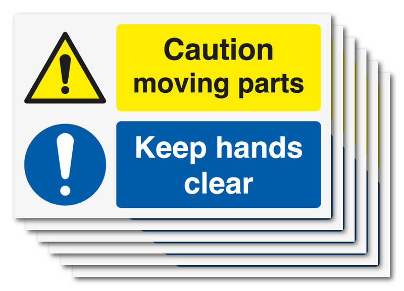 6-Pack Caution Moving Parts On-The-Spot Labels