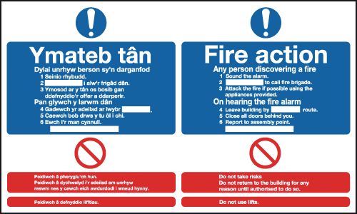 English / Welsh Fire Action Signs