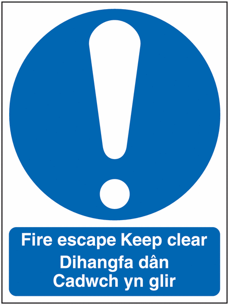 Fire Escape Keep Clear Multi-Language Signs
