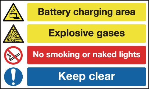 Battery Charging Area/Explosive Gases... Signs