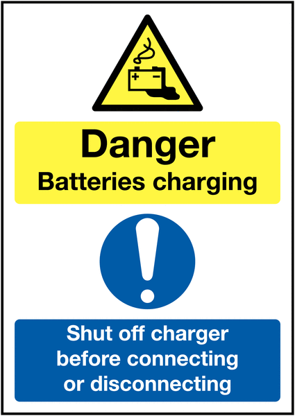 Danger Battery Charging/Shut Off Multi-Message Signs