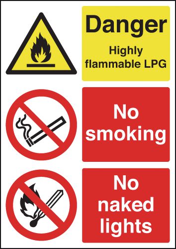 Danger Flammable LPG/No Smoking Multi-Message Signs