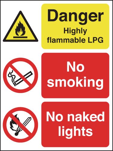 Danger Highly Flammable LPG/No Smoking Outdoor Signs