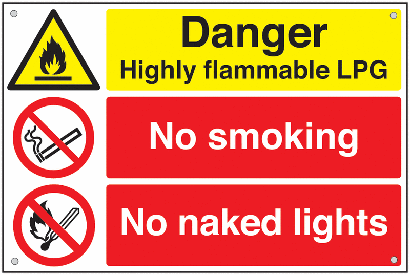 Danger Highly Flammable No Smoking No Naked Lights Sign