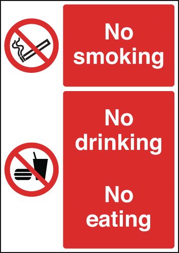 Tabletop Signs - No Smoking No Drinking No Eating