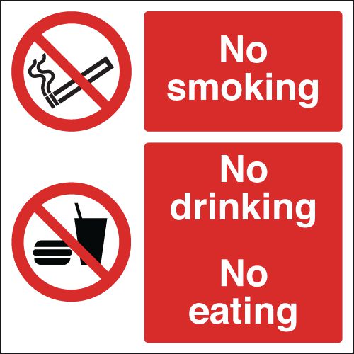 No Smoking No Drinking No Eating Multi-Message Signs